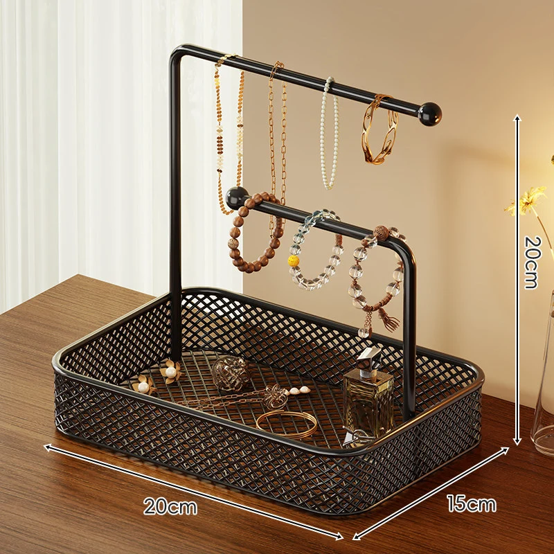 Zwei-Ebenen-Mesh-Tablett Vanity Haaraccessoire & Schmuckorganizer-Ständer