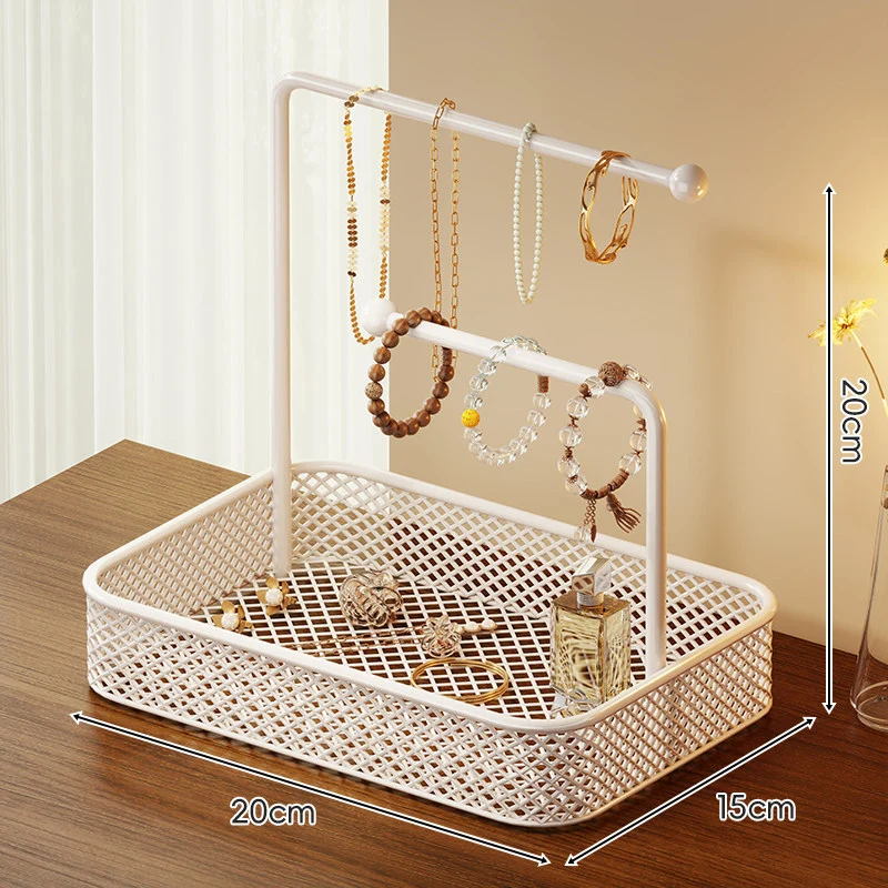 Zwei-Ebenen-Mesh-Tablett Vanity Haaraccessoire & Schmuckorganizer-Ständer