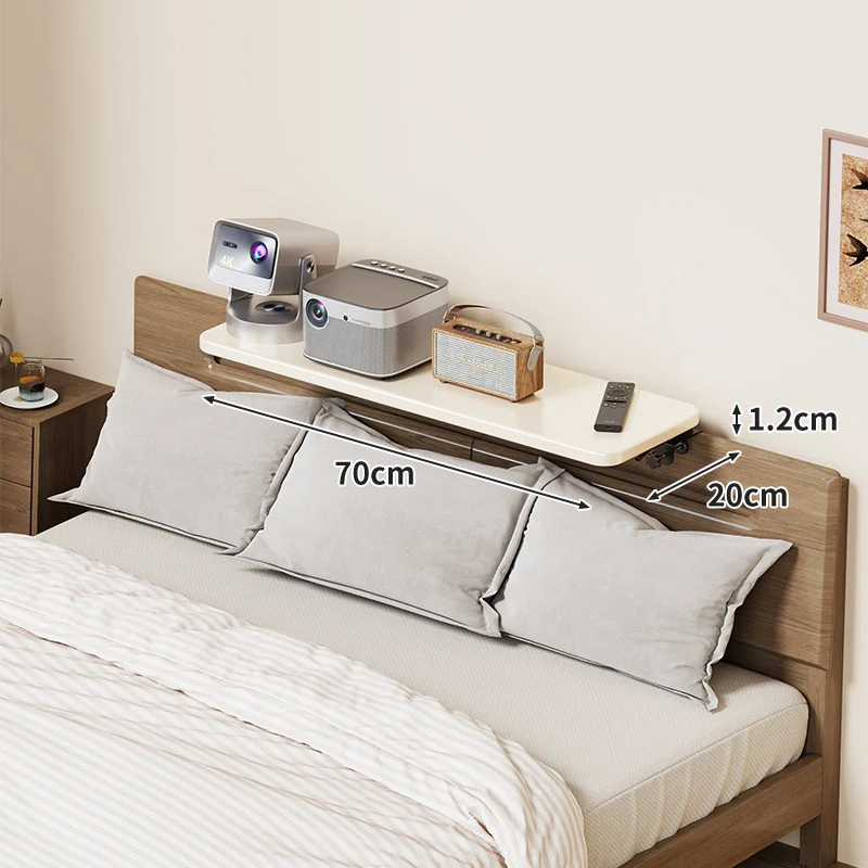 Wandmontierte schlanke schwimmende Kopfbrettablage mit abgerundeten Ecken und versteckten Halterungen