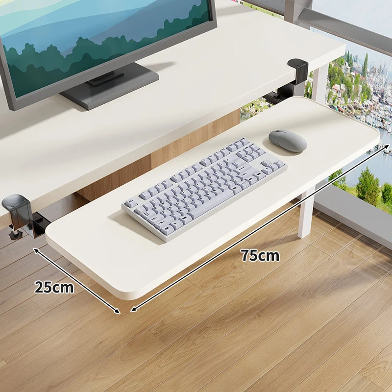 Unter-Desk Herausziehbare Tastaturablage mit Klemmbefestigung und ergonomischer Holzplatte
