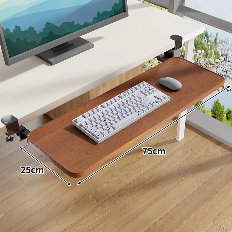 Unter-Desk Herausziehbare Tastaturablage mit Klemmbefestigung und ergonomischer Holzplatte