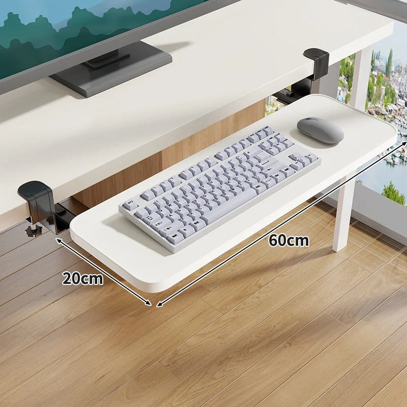 Unter-Desk Herausziehbare Tastaturablage mit Klemmbefestigung und ergonomischer Holzplatte