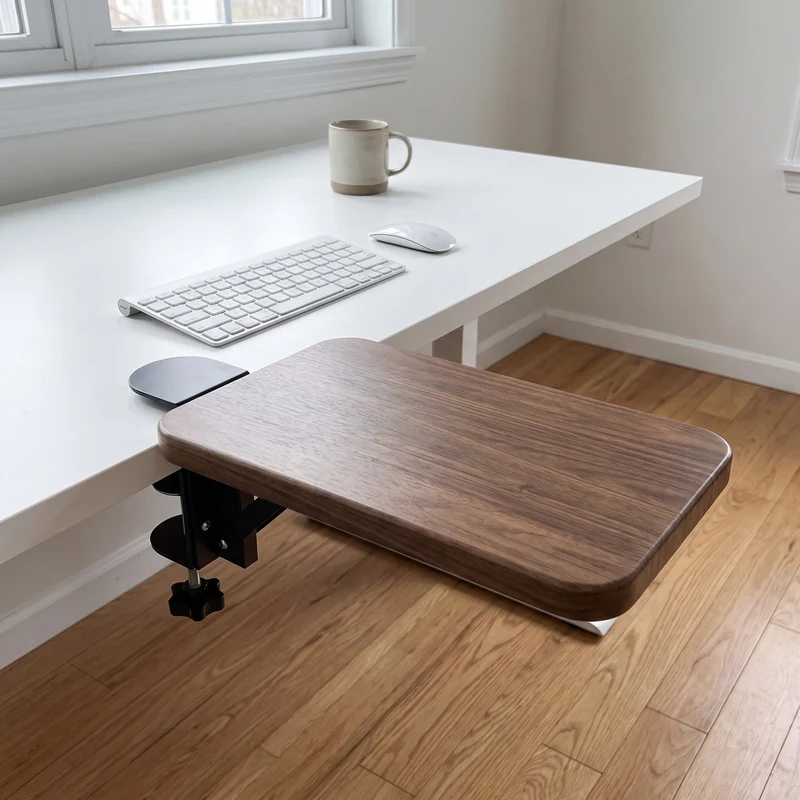 Unter-Desk Bambus Ausziehbare Arbeitsfläche Clamp-Montierte Tastatur- & Mausplattform