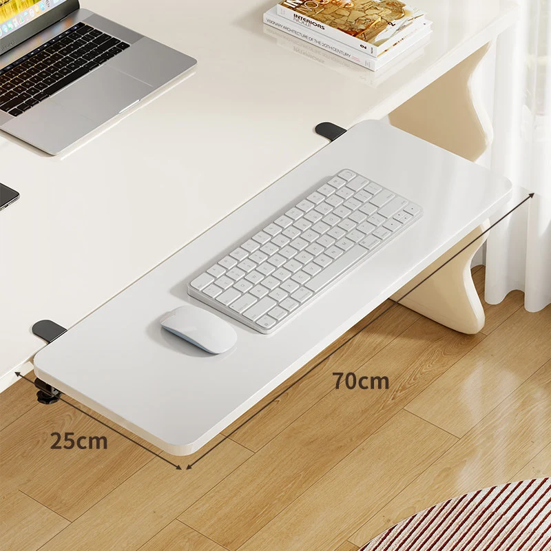 Unter-Desk Bambus Ausziehbare Arbeitsfläche Clamp-Montierte Tastatur- & Mausplattform