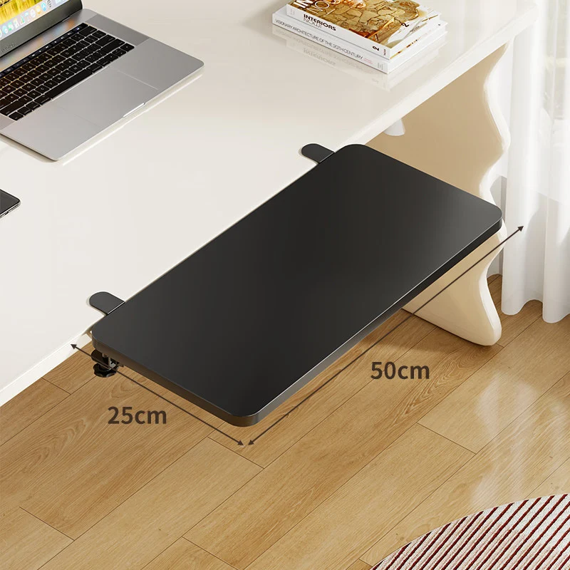 Unter-Desk Bambus Ausziehbare Arbeitsfläche Clamp-Montierte Tastatur- & Mausplattform
