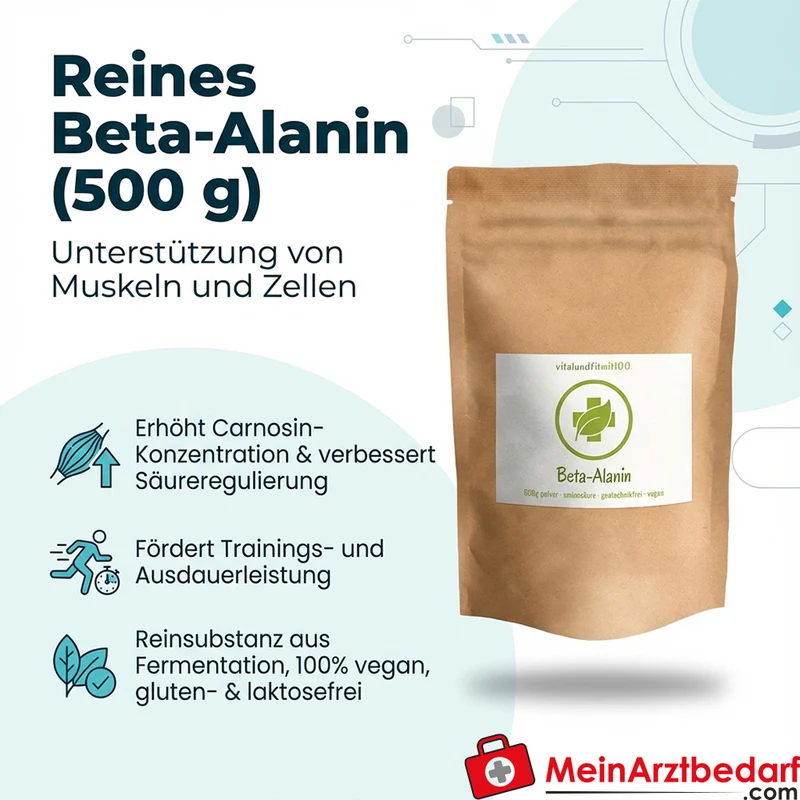 Beta-Alanin Pulver 500 g Reinsubstanz Aminosäure vegan gluten- und laktosefrei
