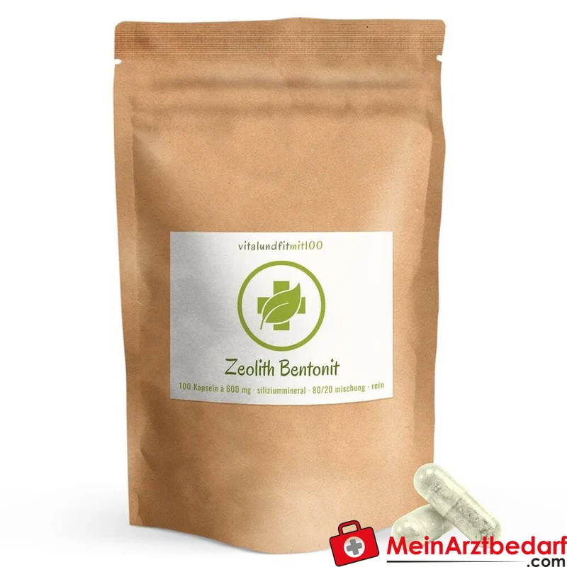 Zeolith-Klinoptilolith-Bentonit Kapseln 80% Naturzeolith 20% Bentonit 100 Stück à 600 mg