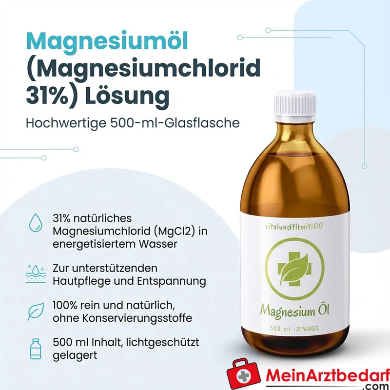 Magnesiumöl (Magnesiumchlorid 31%) Lösung in Glasflasche 500 ml