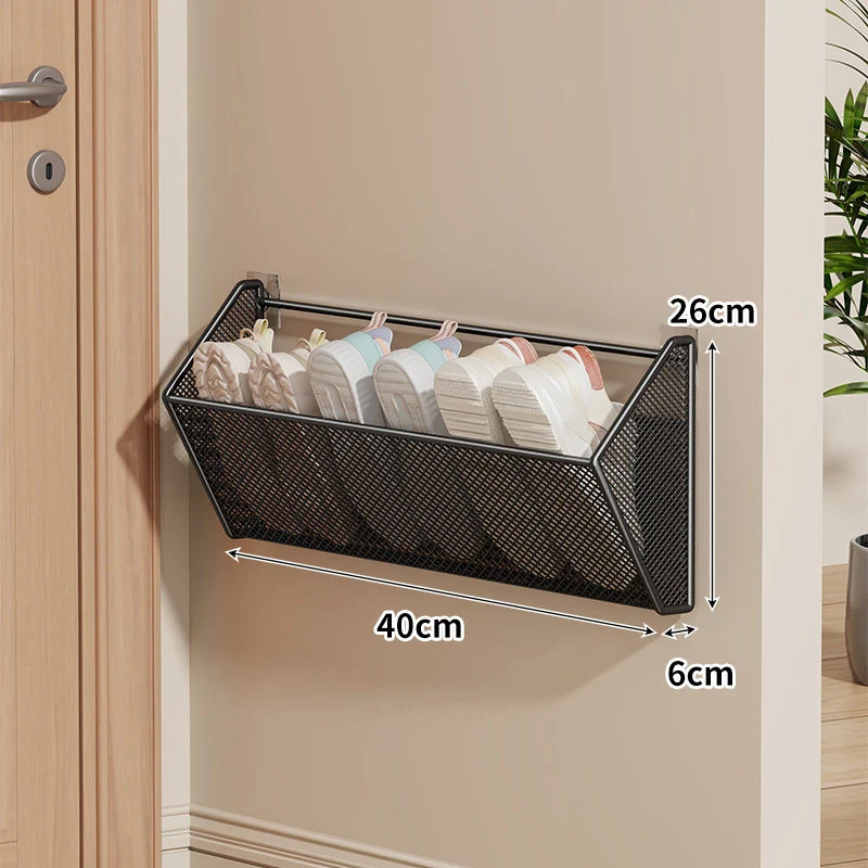 Slim Wandmontierter Netz Schuh Organizer mit Winkeligem Belüftetem Korb