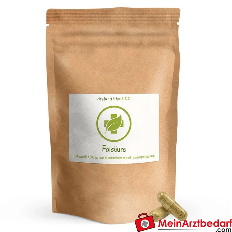 Folsäure Kapseln 500 µg aktives Folat aus Zitronenschalen‑Extrakt
