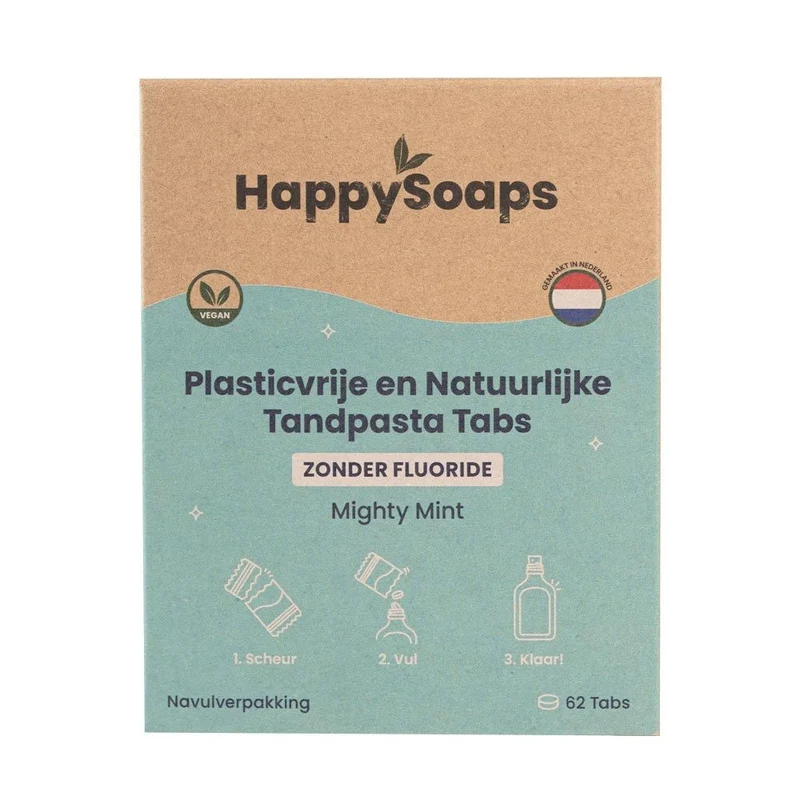 Happysoaps Tandpasta Navulverpakking – Zonder Fluoride – Mighty Mint 130 gram