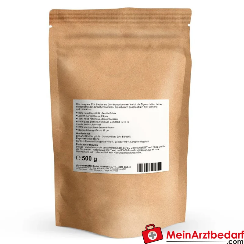 Zeolith-Bentonit Pulver 80% Klinoptilolith, 20% Bentonit 500 g