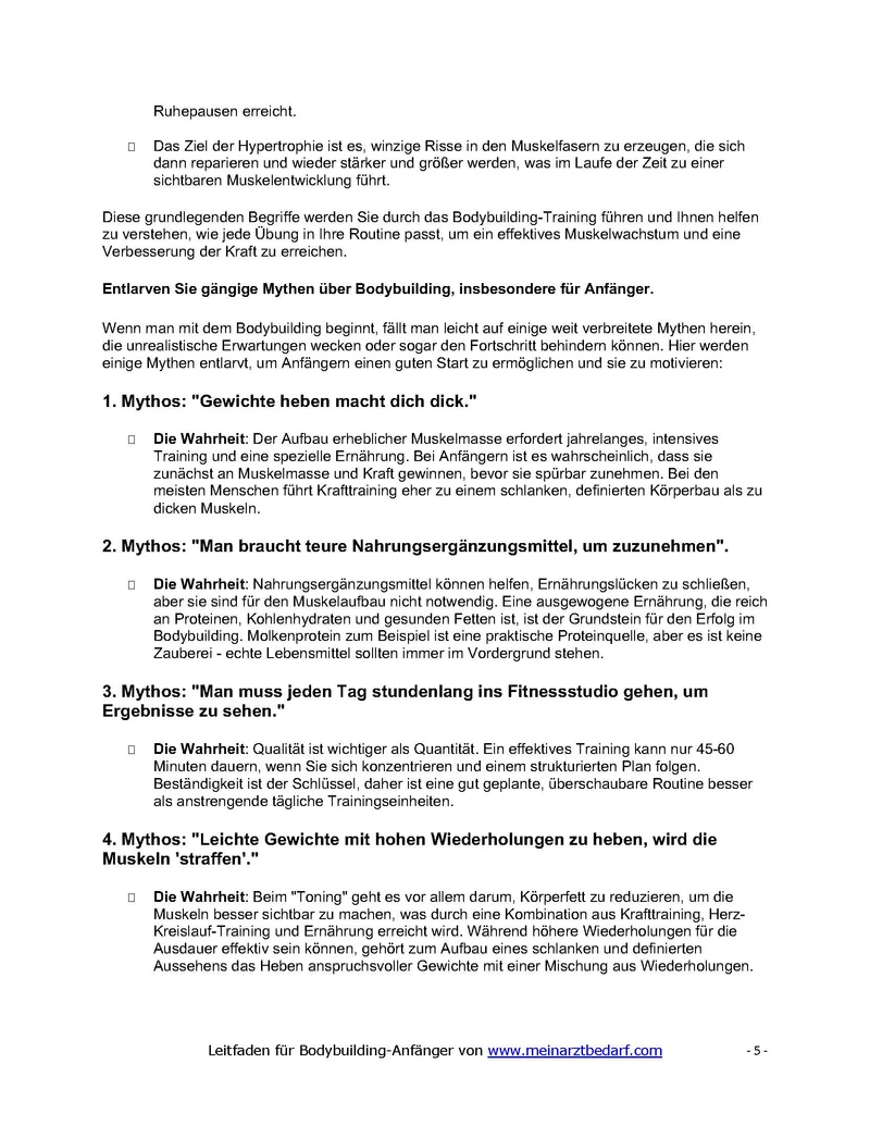 Dr. Daniel Pehböck Bodybuilding-Leitfaden für Anfänger eBook PDF 124 Seiten Muskelaufbau Trainings- und Ernährungspläne