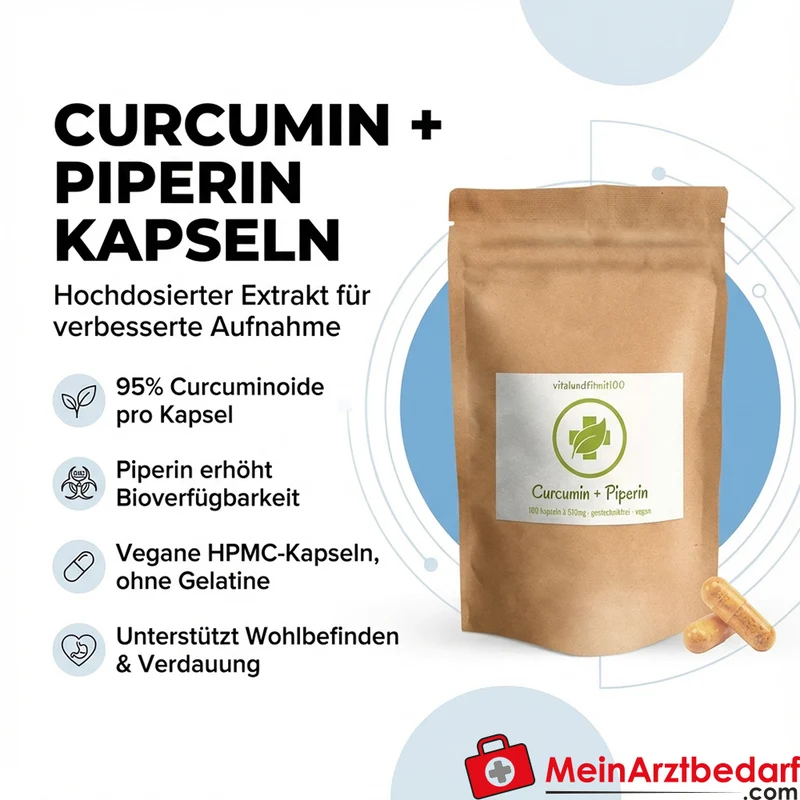 Curcuma‑Extrakt 95% Curcuminoide + Piperin 5 mg Kapseln 60 Stück