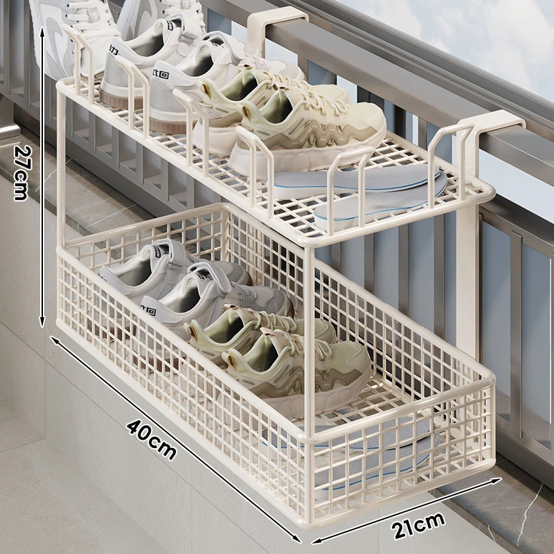 Über-Fenster hängender Schuh-Trocknungs- und Aufbewahrungskorb-Organizer