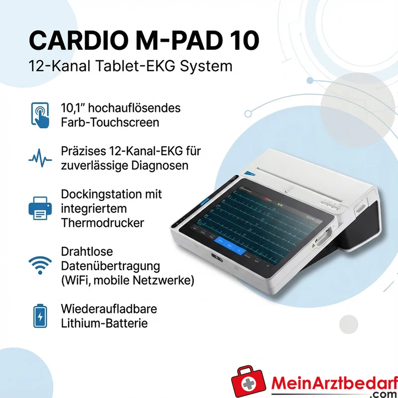 medical ECONET CARDIO M-PAD 10 Tablet, 12-Kanal-EKG, 10.1 Zoll Touchscreen