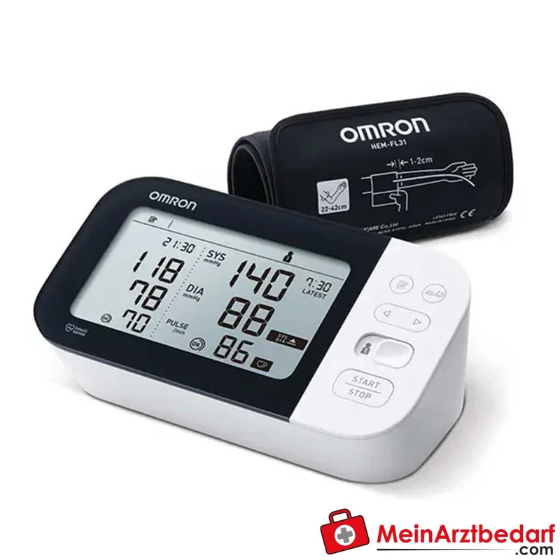 Omron M500 Intelli IT Oberarm-Blutdruckmessgerät Bluetooth Intelli Wrap Manschette 22–42 cm AFib-Erkennung 2 Nutzer