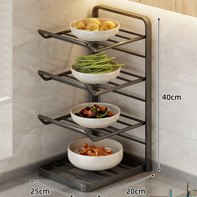 Multi-Tier Vertikaler Thekenregal für Schalen mit Tropfschale & Schrägboden-Design