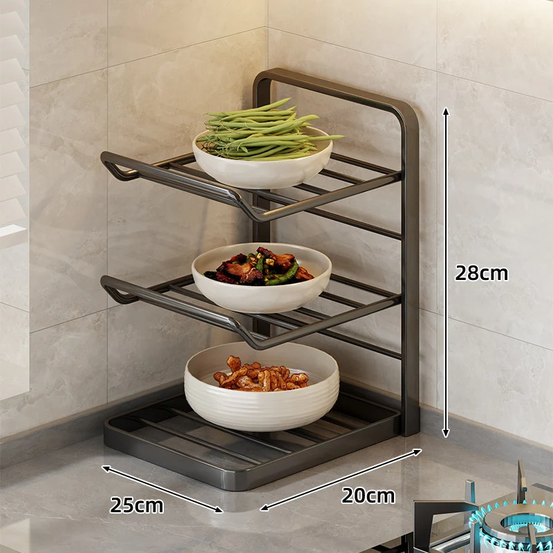 Multi-Tier Vertikaler Thekenregal für Schalen mit Tropfschale & Schrägboden-Design