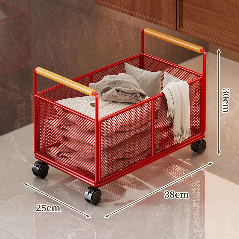 Mesh Utility Storage Basket mit Holzgriff für Küchen- und Haushaltsorganisation