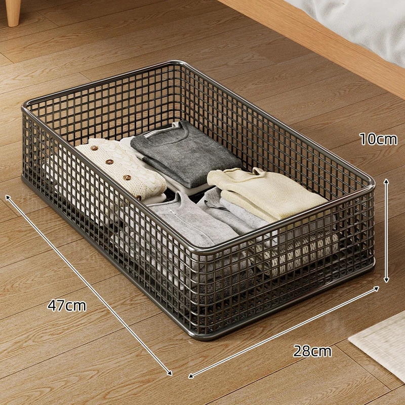 Niedrigprofil Rechteckiger Metallgitter Unter-Bett Aufbewahrungskorb Organizer