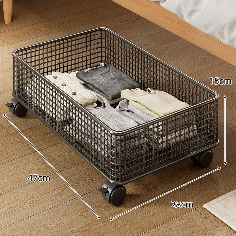 Niedrigprofil Rechteckiger Metallgitter Unter-Bett Aufbewahrungskorb Organizer