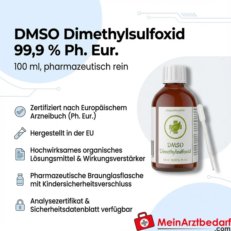 Dimethylsulfoxid (DMSO) 99,9% 100 ml Ph. Eur. pharmazeutisch rein Braunglasflasche