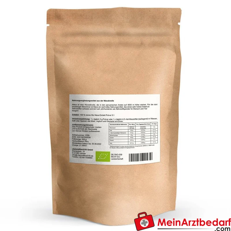 Maca Pulver (Lepidium meyenii) 500 g vegan, glutenfrei