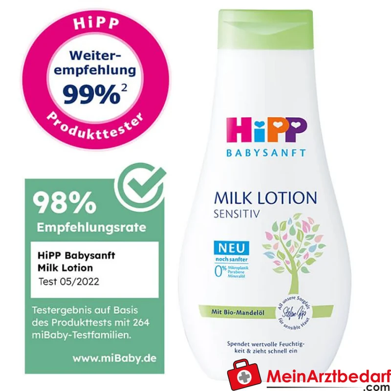 HiPP Babysanft Milk Lotion Baby-Körperlotion mit -Mandelöl & Sheabutter, pH-hautneutral