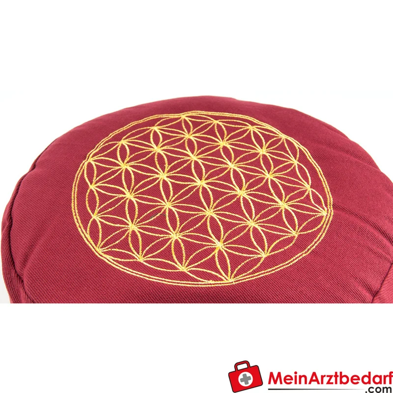 Berk Meditationskissen Blume des Lebens 30 x 15 cm Buchweizenfüllung 100% Baumwollbezug mit Reißverschluss