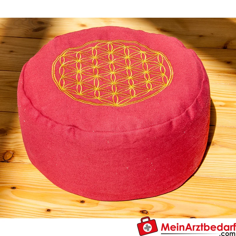 Berk Meditationskissen Blume des Lebens 30 x 15 cm Buchweizenfüllung 100% Baumwollbezug mit Reißverschluss