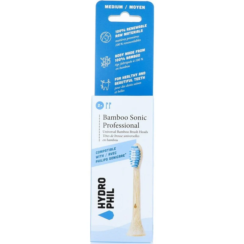 Hydrophil Opzetborstel Sonicare Bamboe Medium 2 stuks