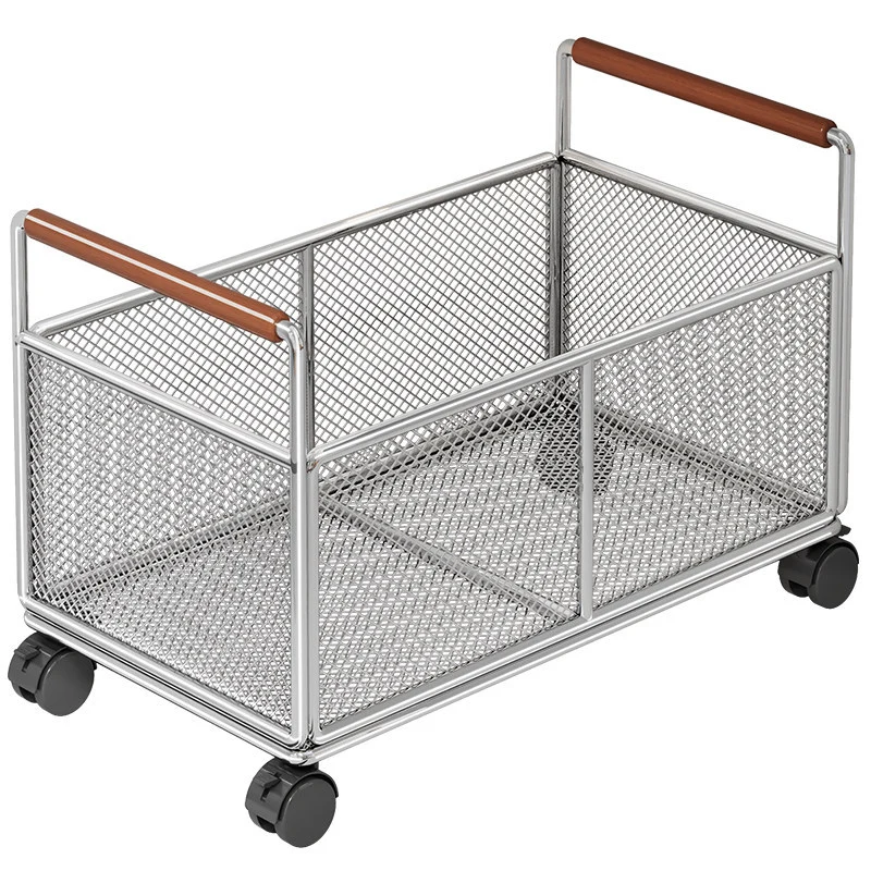 Mesh Metall Aufbewahrungsorganizer Korb mit Holzgriffgriffen