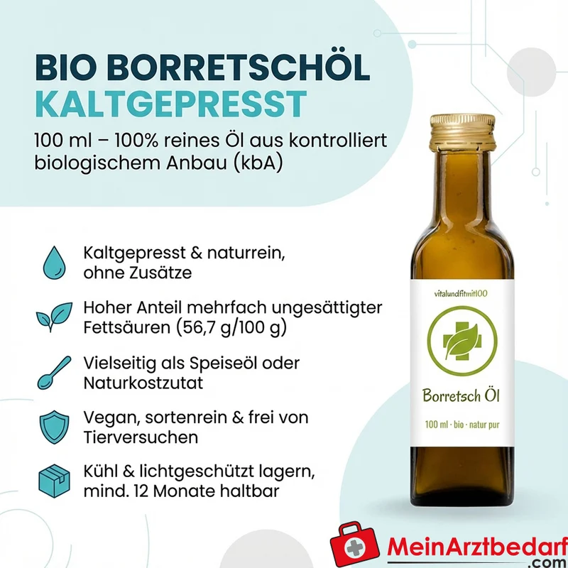 Borretschöl kaltgepresst 100 ml (kbA), 100% naturreines Speiseöl