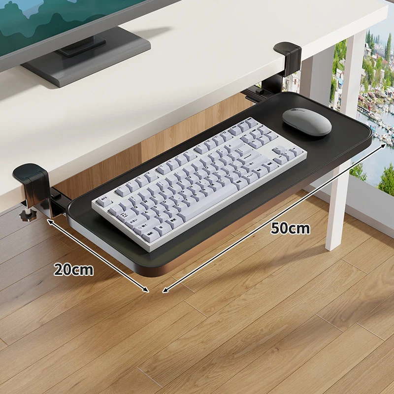 Clamp-Montierter Untertisch Verstellbarer Bambus Tastaturablage