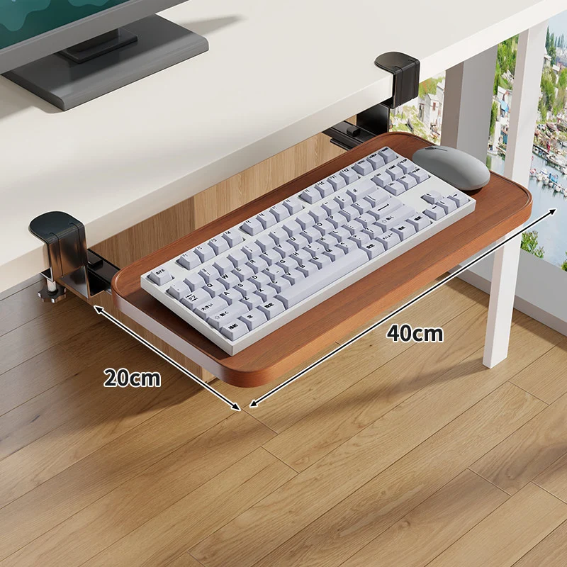 Clamp-Montierter Untertisch Verstellbarer Bambus Tastaturablage