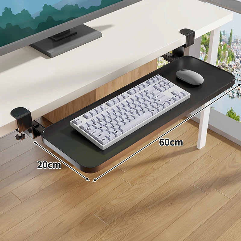 Clamp-Montierter Untertisch Verstellbarer Bambus Tastaturablage
