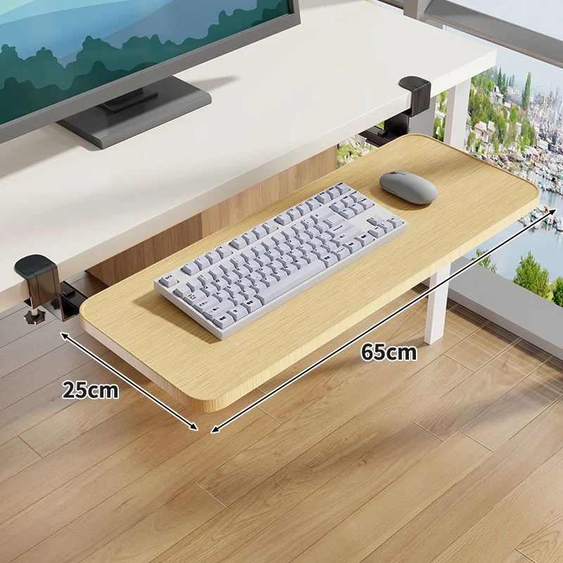 Schraubmontierte Gleitschiene Ergonomische Holzmaserung Tastatur- & Mausplattform