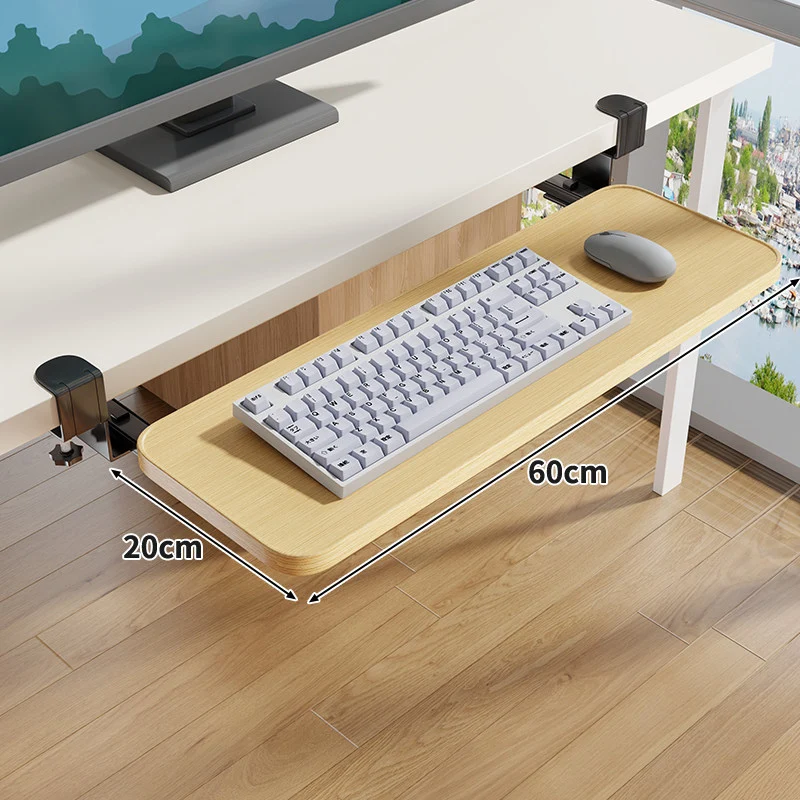 Schraubmontierte Gleitschiene Ergonomische Holzmaserung Tastatur- & Mausplattform
