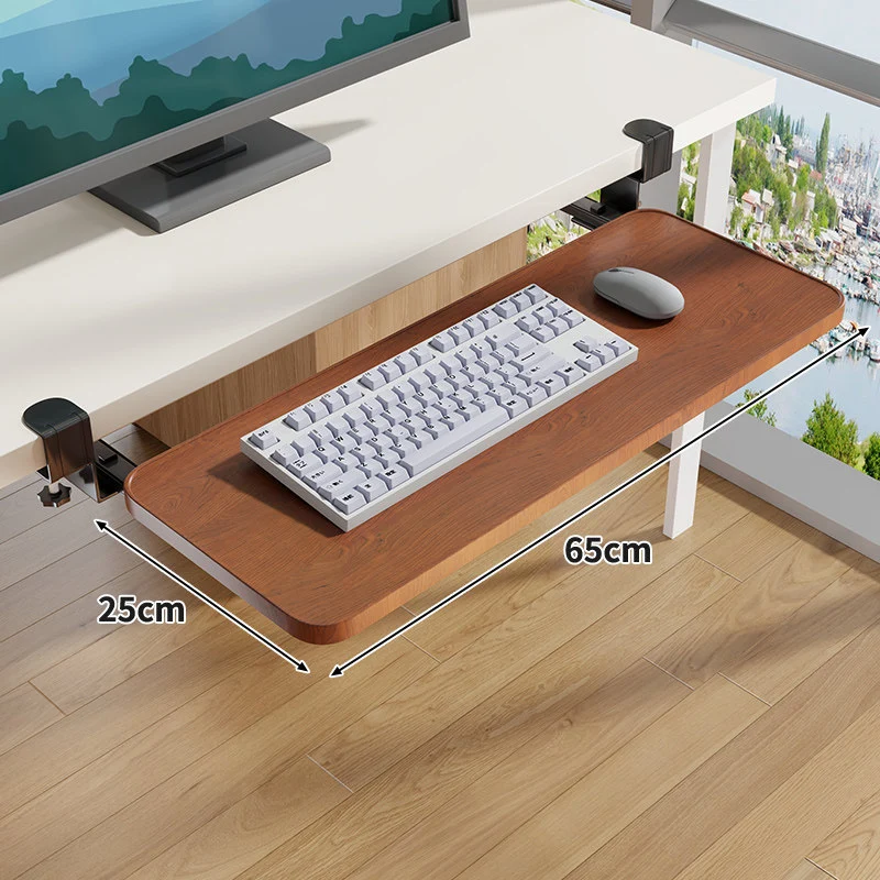 Schraubmontierte Gleitschiene Ergonomische Holzmaserung Tastatur- & Mausplattform
