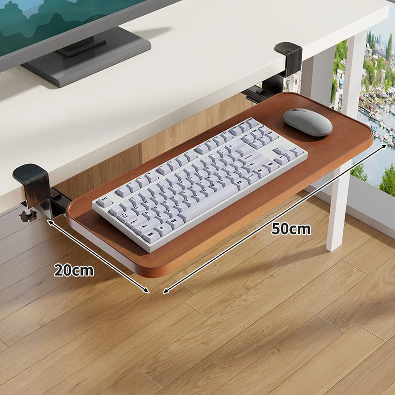 Schraubmontierte Gleitschiene Ergonomische Holzmaserung Tastatur- & Mausplattform