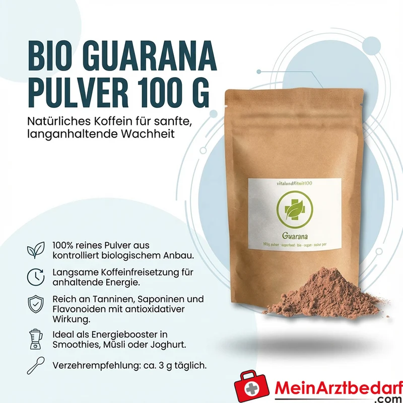 Guarana Pulver 100 g natürliches Koffein 3,5 g/100 g