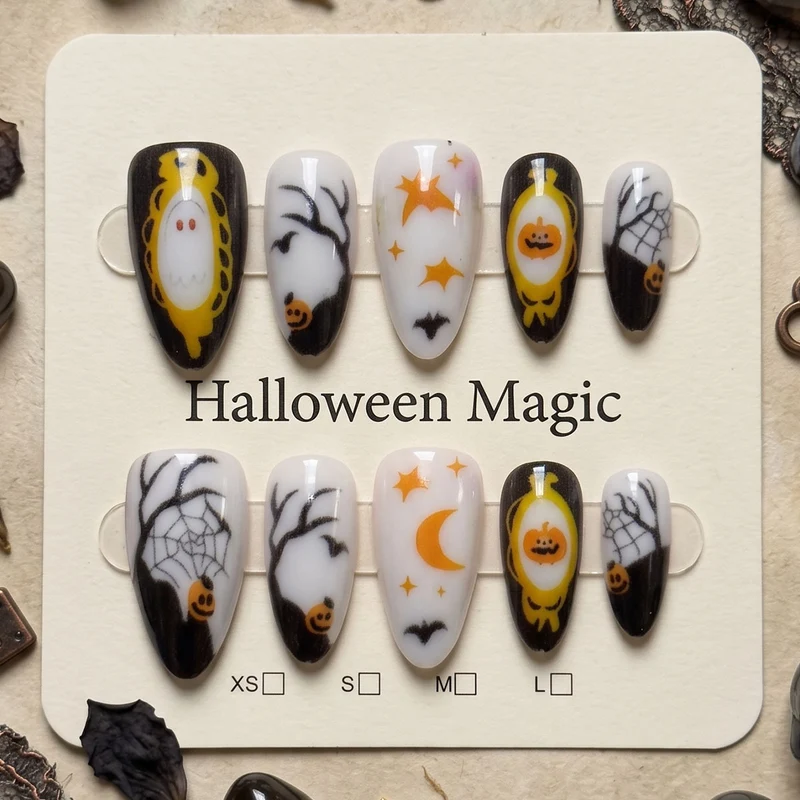 Halloween-Themen Stiletto Press-On Nagelkunst