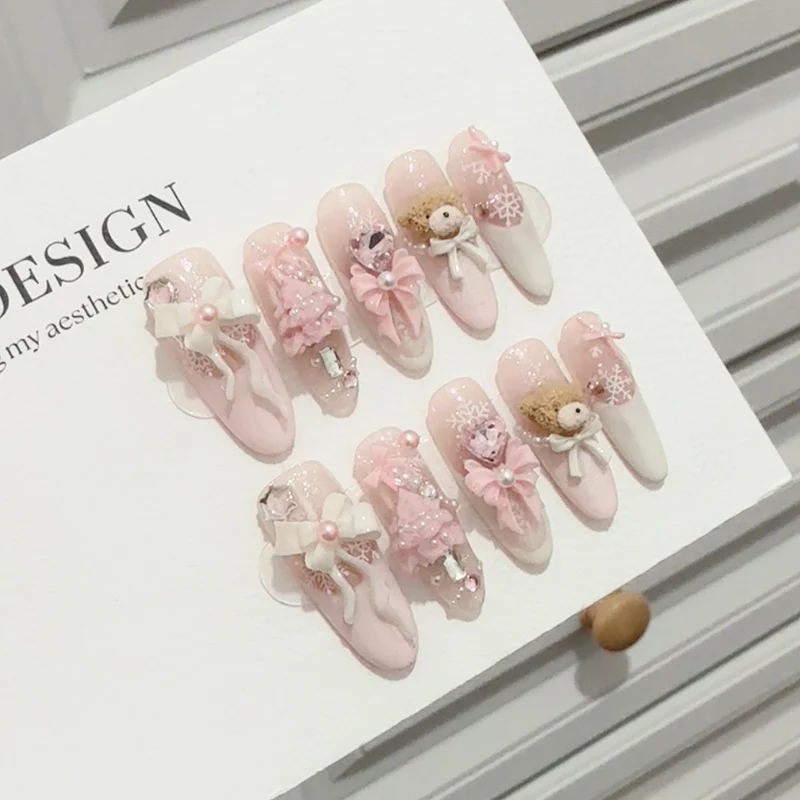 Verspielt Dekorative 3D Druck-On-Nagelset