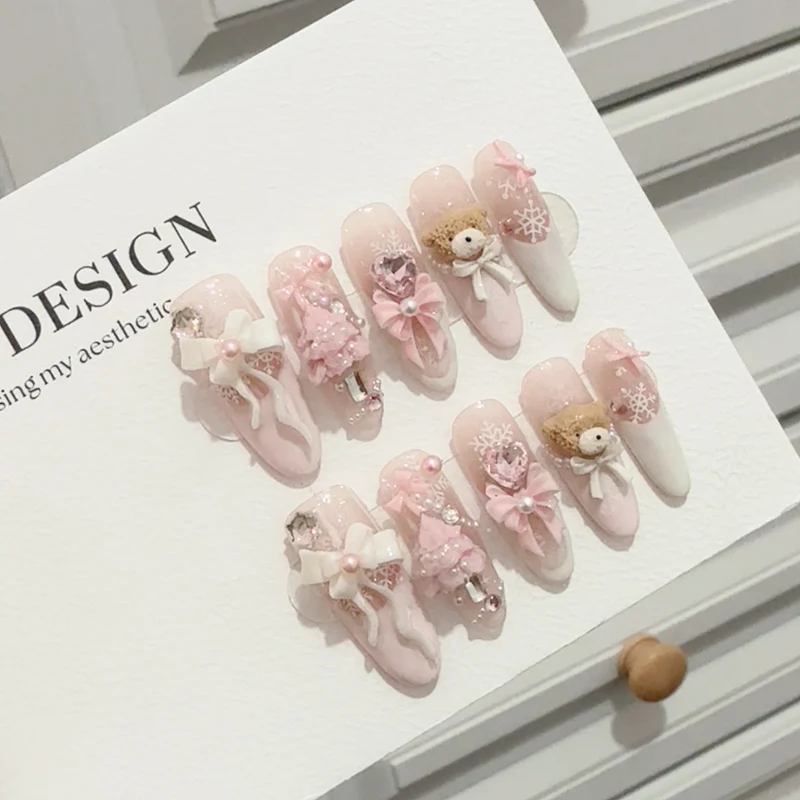 Verspielt Dekorative 3D Druck-On-Nagelset