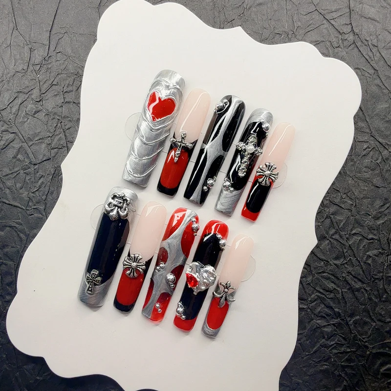 Gothic-inspiriertes 3D dekoratives Aufklebenail-Set
