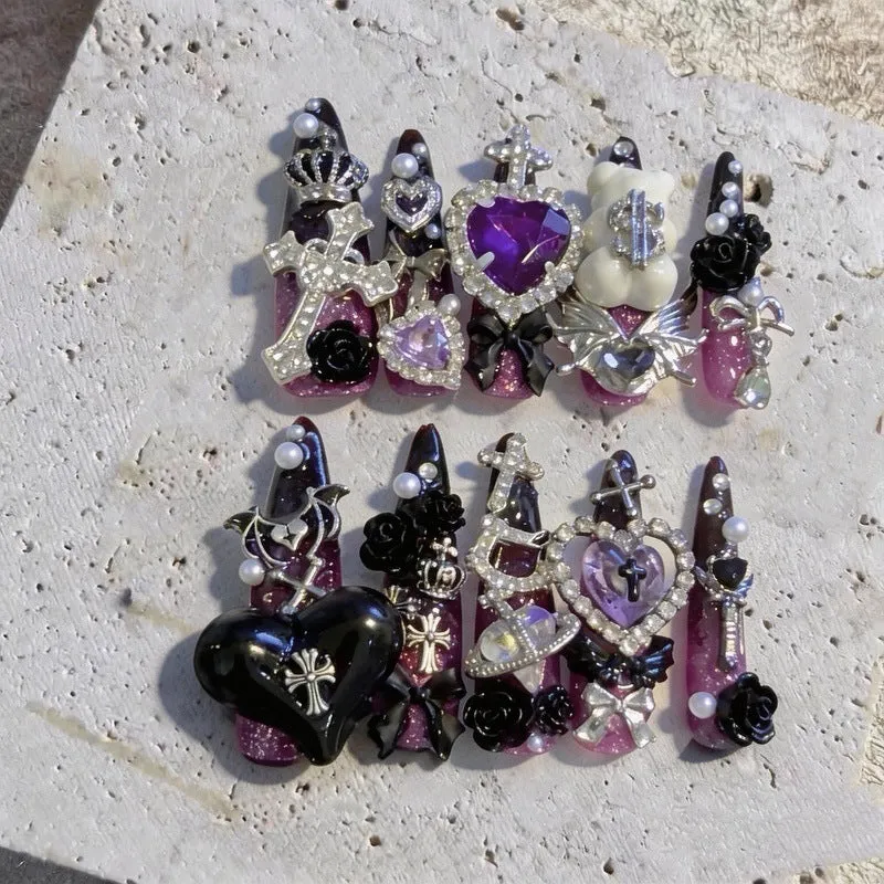 Glamouröses Gothic-Themen Press-On Nagelart Set