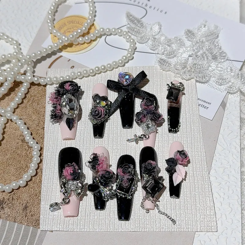 Elegantes dekoratives Press-On-Nagel-Set