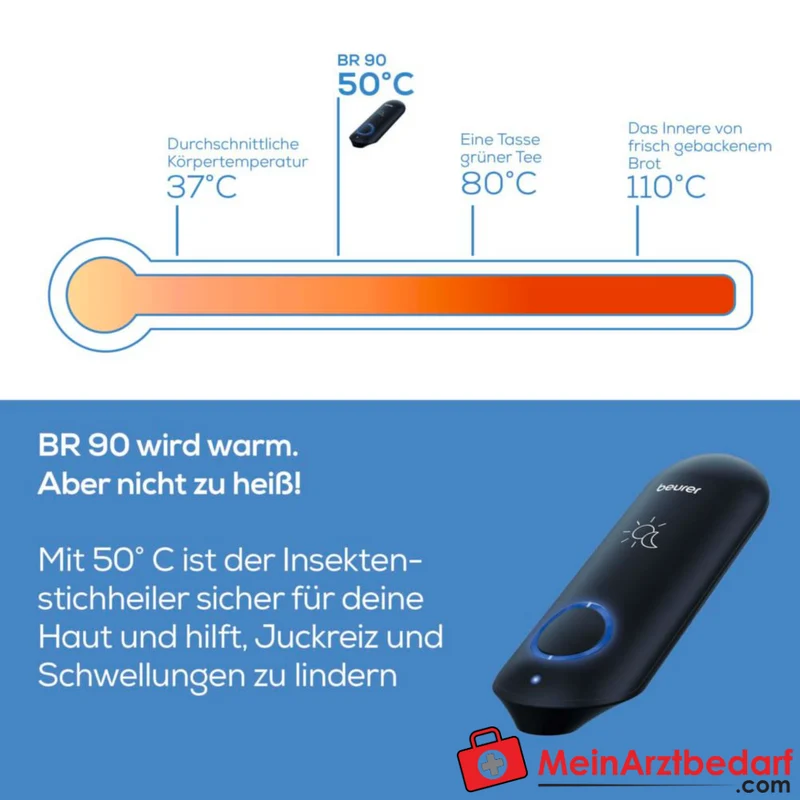 Beurer BR 90 Insektenstichheiler – Medizinprodukt mit keramischer Heizplatte, 2 Programme, batteriebetrieben