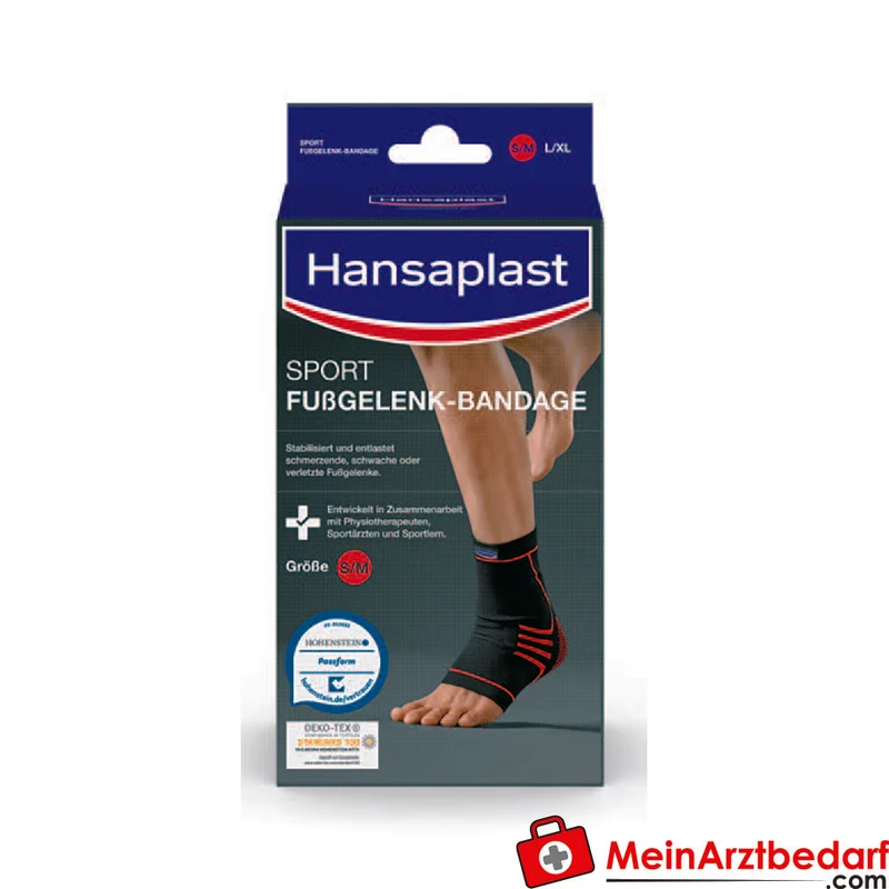 Hansaplast Fußgelenk-Bandage mittelstark, atmungsaktiv, waschbar, 2 Größen